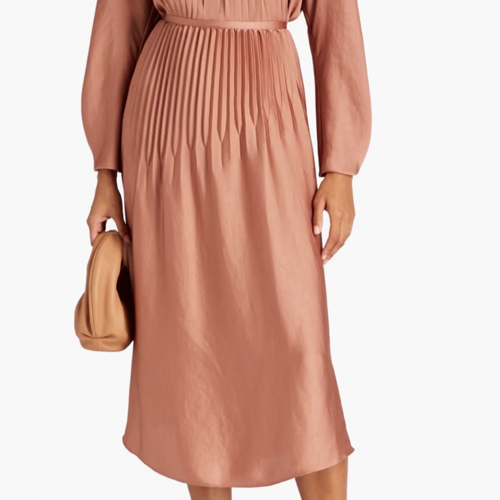 Vince Pleated Long Dusty Rose Lightweigt Maxi Skirt